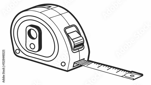 Black and White Illustration of a Measuring Tape Tool