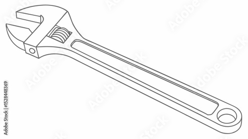 Adjustable Wrench Line Art Illustration Engineering Tool Design