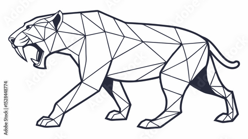 Geometric LowPoly Smilodon Prehistoric SaberToothed Cat