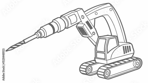 Outline Drawing of a Construction Drill Excavator