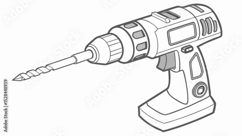 Black and White Illustration of a Cordless Power Drill
