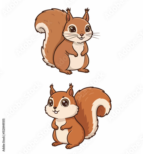 Cute Cartoon Squirrel Posing with Friendly Expression