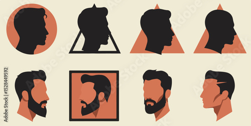 Stylish Men's Hairstyles and Beard Styles Guide featuring various haircuts and facial hair designs for modern men.