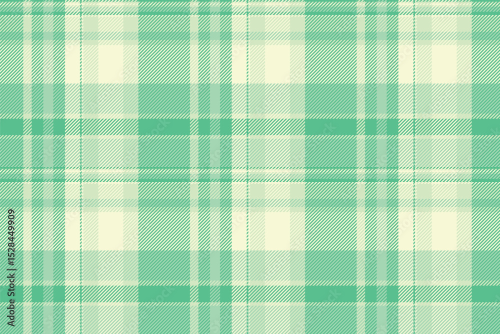 Fototapeta premium Checkered pattern tartan fabric, africa seamless textile check. Vertical background vector plaid texture in mint and green colors.