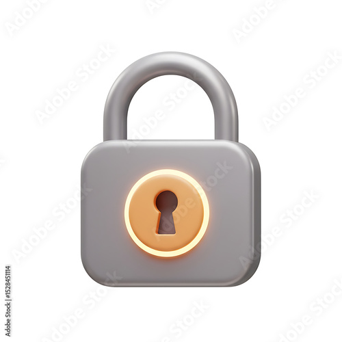 Silver Padlock with a Glowing Keyhole Security and Protection Concept