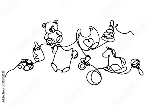 Minimalist Line Drawing of Newborn Essentials