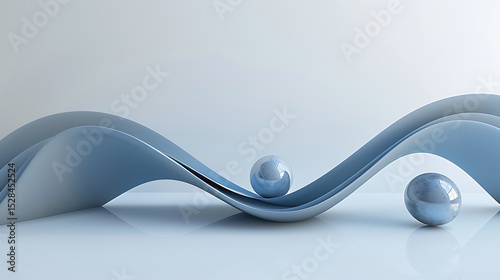 Abstract Blue Wave with Reflective Spheres
