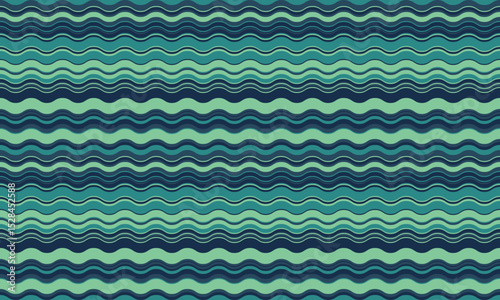 Serene teal and navy wavy stripes create a calming, abstract background pattern.  Perfect for websites, textiles, or packaging, this seamless design evokes feelings of tranquility and fluidity.