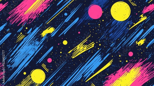 Vibrant, dynamic abstract pattern with bold colors and lines.