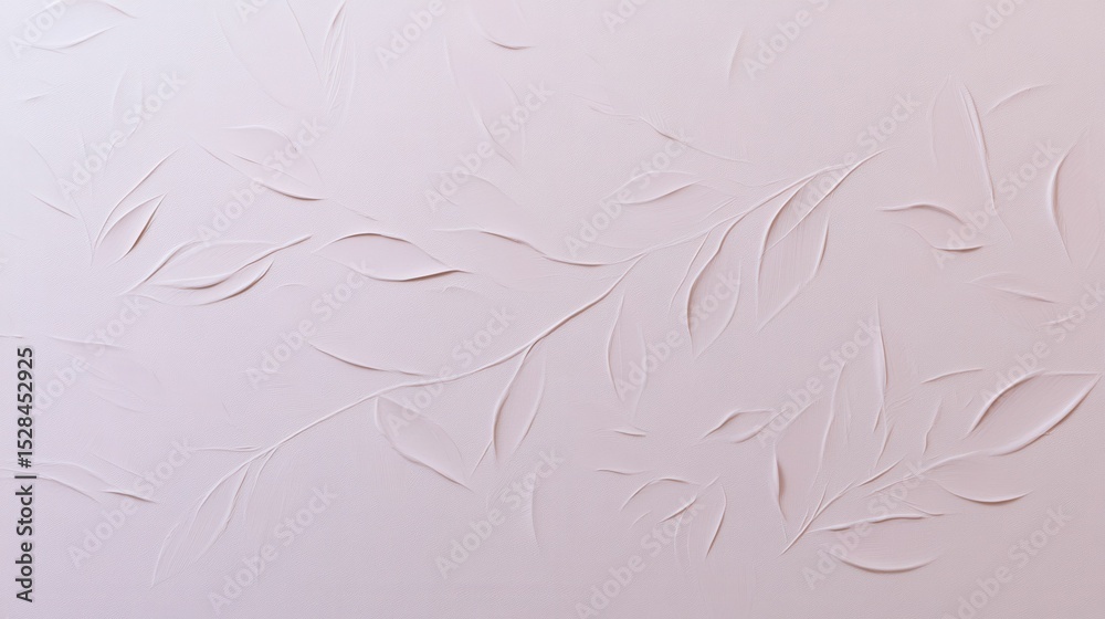 Obraz premium Pale pink textured background, embossed leaves.