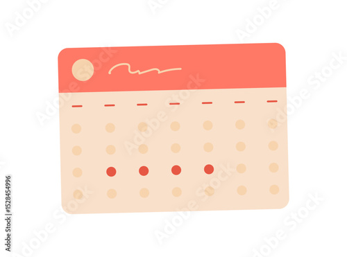 Digital calendar interface on a mobile app. Simple mobile application for planning and scheduling. User smartphone screen layout, flat design, technology concept, potential for online usage.
