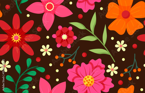 Flat Floral Seamless Pattern