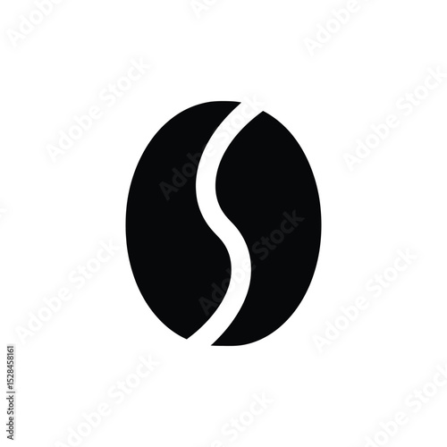 Simple black coffee bean icon, graphic design element.