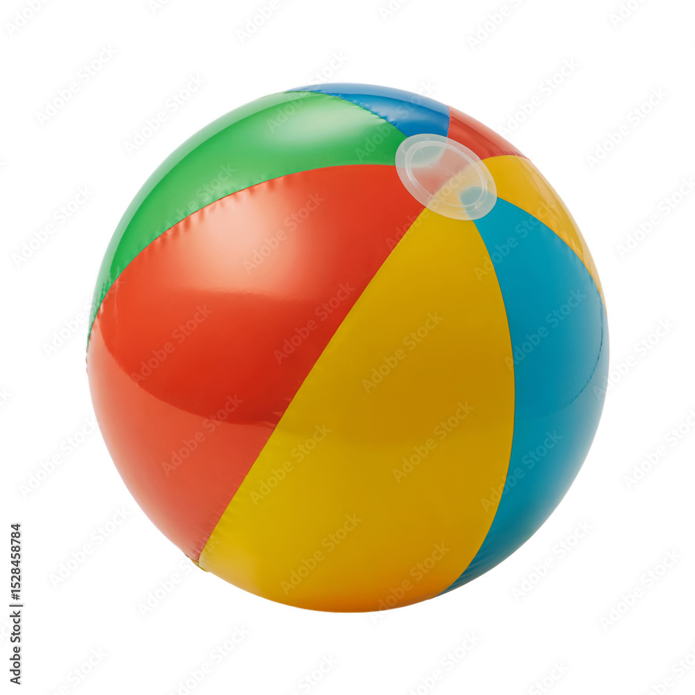 Colorful inflatable beach ball summer fun toy red yellow green blue sea on transparent background Colorful inflatable beach ball summer fun toy red yellow green blue sea on transparent background