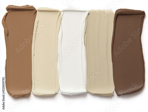 Five paint swatches on white background, neutral tones