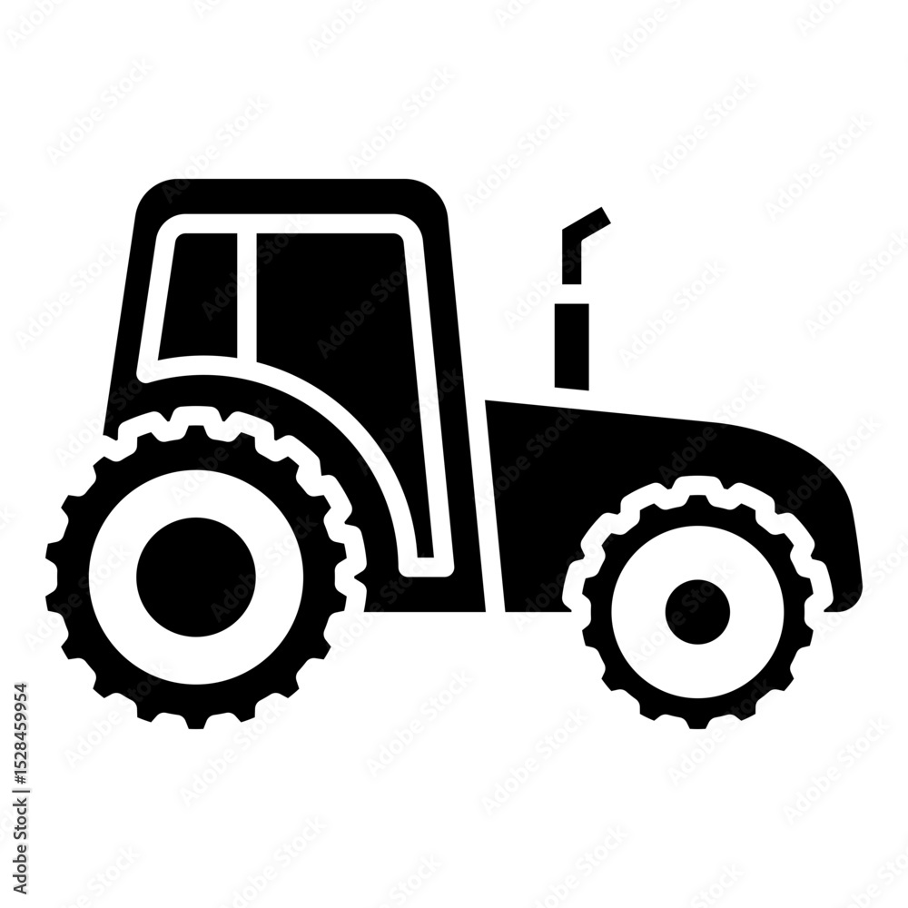Obraz premium Tractor glyph solid icon isolated on white background
