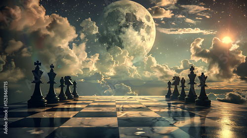 Celestial Chessboard: A Game of Strategy Under the Moon