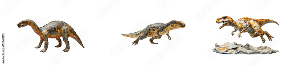 Dinosaur models display museum exhibit educational content. Cut out png set Dinosaur models display museum exhibit educational content. Cut out png set