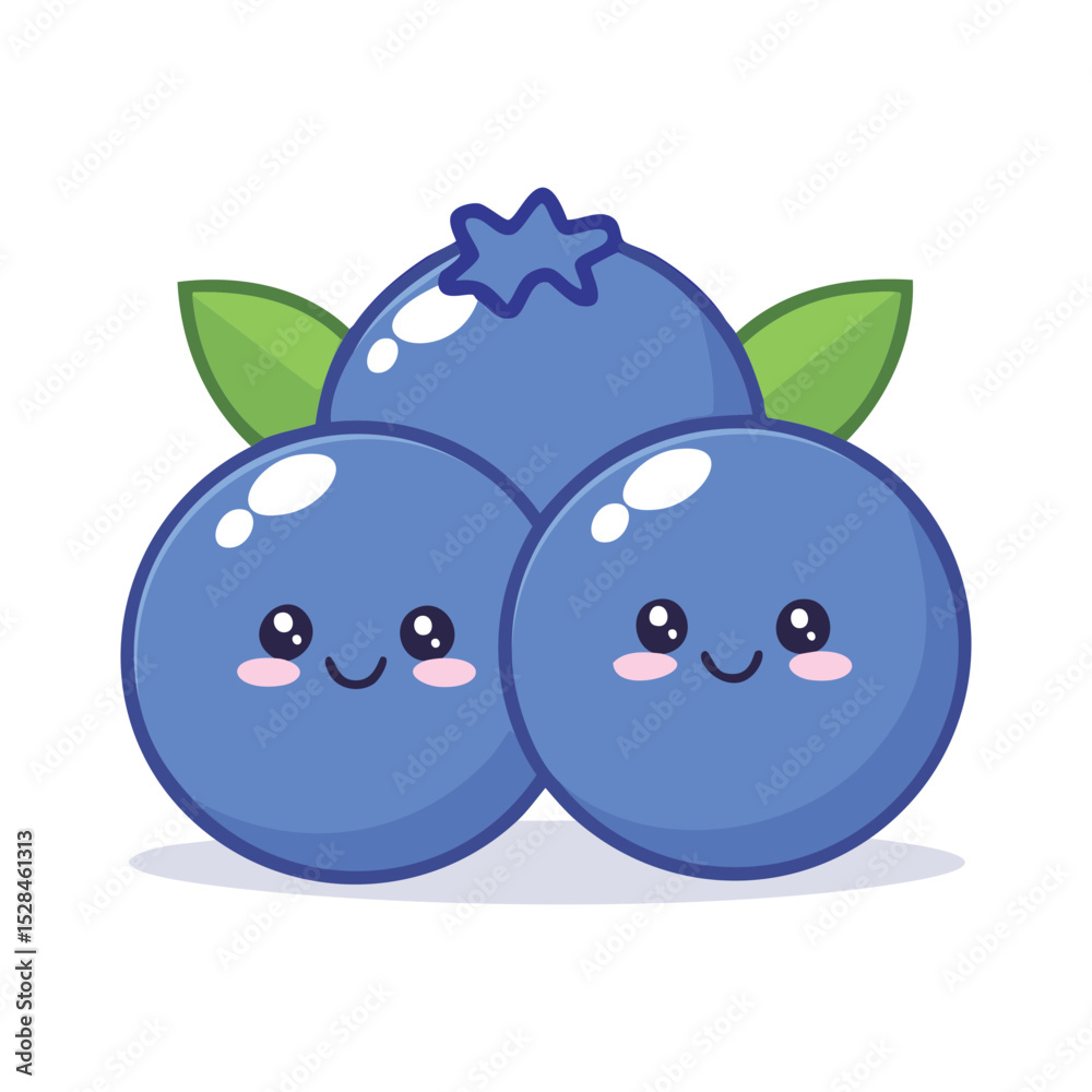 Obraz premium A cute blueberry illustration with leaves