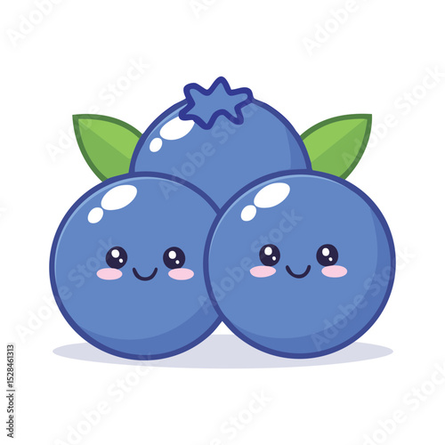 A cute blueberry illustration with leaves