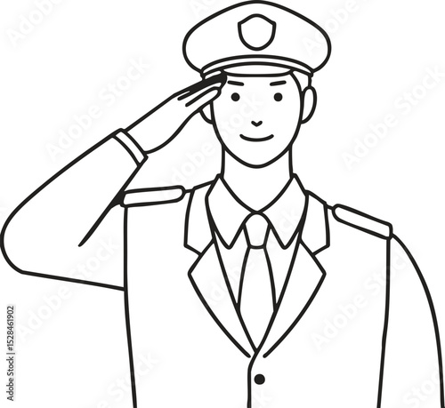 a line-drawing image of a greeting cop
