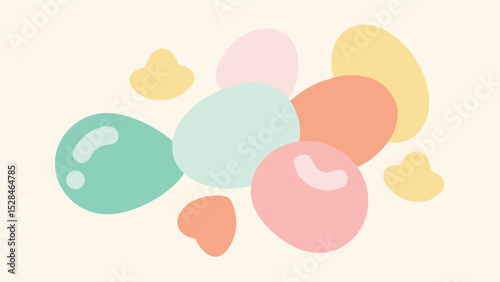 Abstract pastel shapes illustration with soft colors on a white background