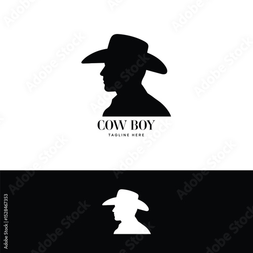 Cow boy logo design template