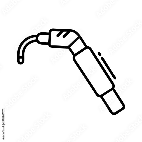 Welding torch in minimalist design with black outline illustration  