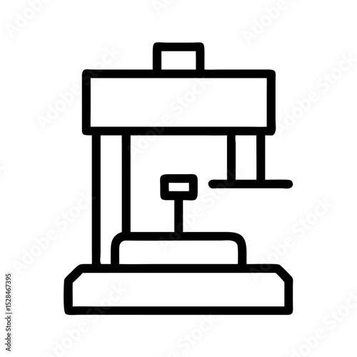 Hydraulic press in simple line art style on white background  