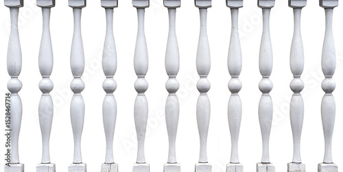 Konstfotografi Classic white stone balustrade with columns isolated on white background