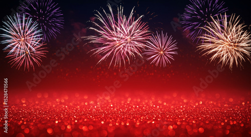 A single red firework burst in center surrounded by a glowing red sky – minimal and powerful tribute to Independence Day or patriotic celebration themes.

