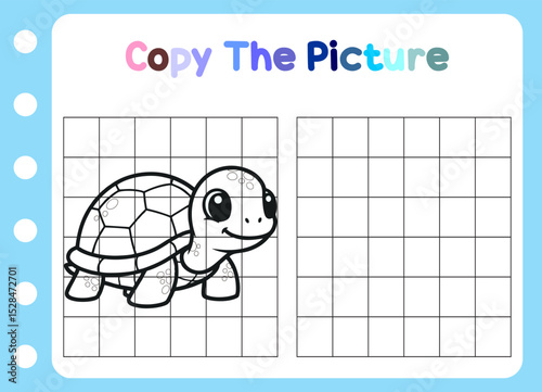 copy the picture of animal. cute turtle  Educational  for children.