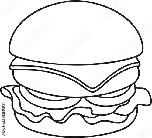Burger line drawing for coloring