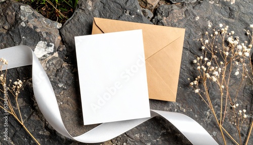 Elopement Announcement Card and Stone Backdrop