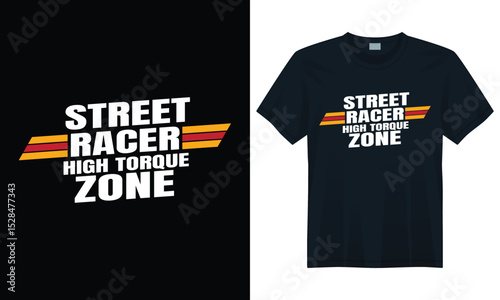 High Torque Zone Racing T-Shirt Design with Bold Typography and Speed Stripes for Car Lovers