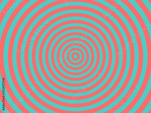 Seamless concentric circles pattern in coral and teal, creating a hypnotic and visually engaging design perfect for backgrounds and various applications.