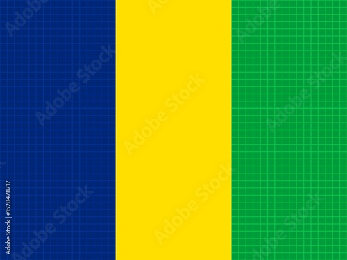 Abstract seamless pattern with vertical stripes in blue, yellow, and green, featuring a subtle grid texture, ideal for various design projects.