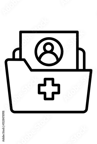 Medical file folder icon with person and cross.
Healthcare record symbol. patient file in a folder
