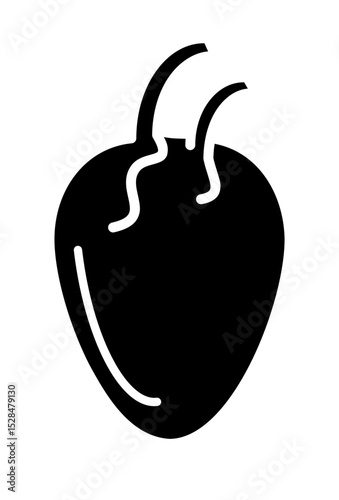 Heart silhouette icon. 
Stylized heart symbol. 
 Black heart graphic. 
