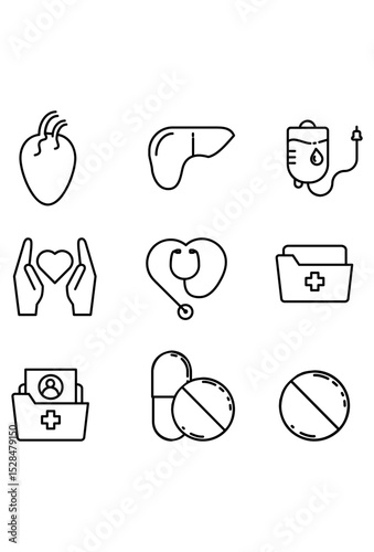Heart-shaped stethoscope icon; symbolizing medical care and cardiology.
 Healthcare symbol: heart and medical stethoscope combined.
 Cardiology emblem. heart shape with a medical device.
