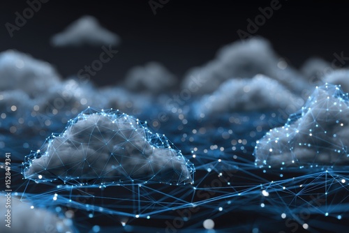 Abstract representation of interconnected clouds.
