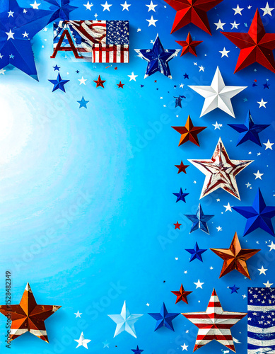 Celebrate America 250: Abstract Frame with Stars and Copy Space 67