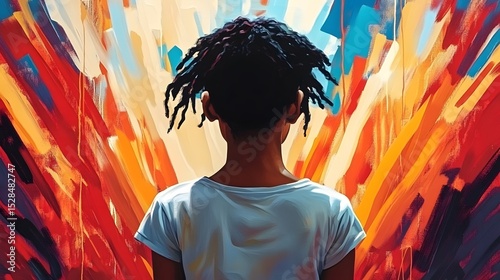 Kids in front of graffiti, black history.