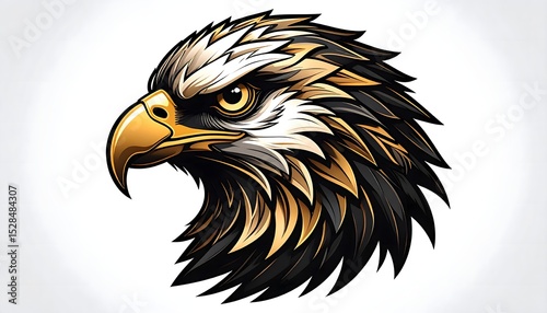 Strong golden eagle head vector emblem high resolution photo