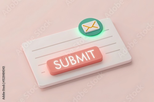 3D illustration of a glowing contact form, ideal for web design and user interface applications. Concept of Marketing Automation: Converting Leads via Email.