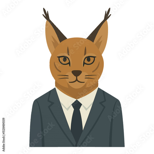 caracal in a business suit animal vector on a white background
Vector animal in a suit on a white background