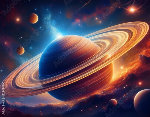 ethereal shani jayanti background with planet saturn and nebula