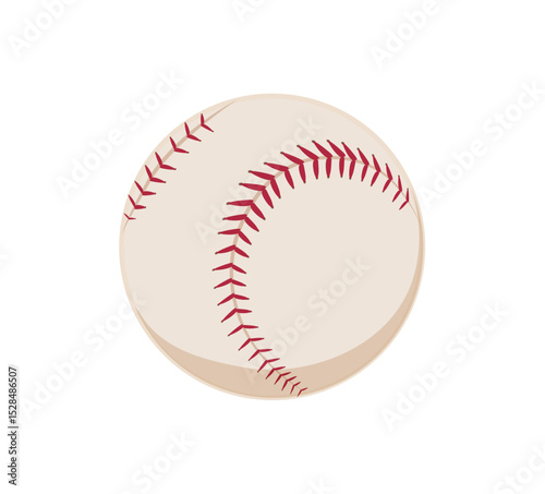 Baseball ball with red seam, sport playing equipment. Vector modern flat softball illustration isolated on white