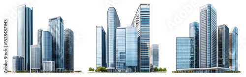PNG Modern urban skyscraper architecture, element set on transparent background