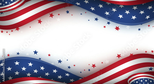Poolside celebration with American flags and bunting for 4th of July holiday party in summer outdoor setting